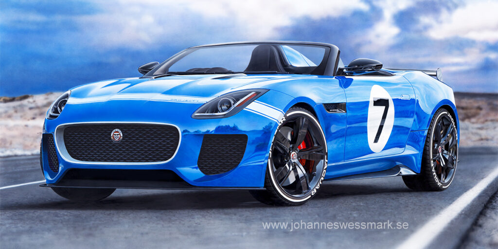 Photorealistic Jaguar F-Type Project 7 painting racer car supercar